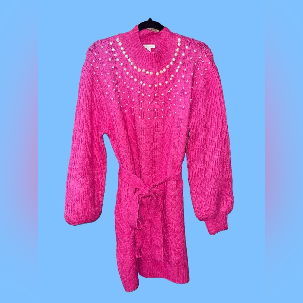 NWOT #179 - FLYING TOMATO BRING THE VIBES SWEATER MINI FUCHSIA DRESS S-Small - Picture 7 of 10